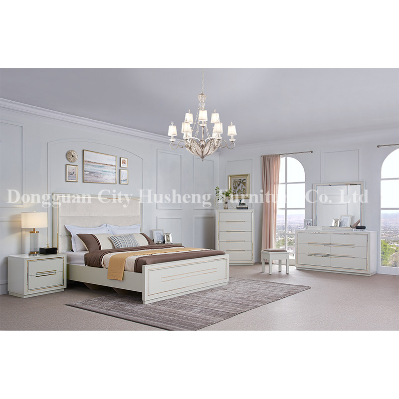 Moderne elegant sengeleje Sæt møbler med højt hvidt maling